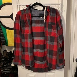 Red & gray flannel w/ hood